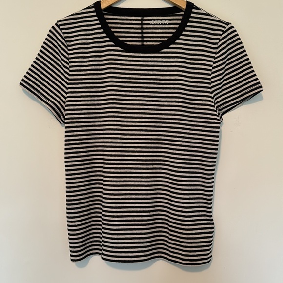 J.Crew Stretch linen-blend crewneck T-shirt in stripe - Picture 2 of 6